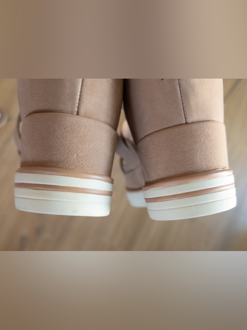 NWT NIB Eileen Fisher Boost Platform Zip Back Sandals Nubuck Latte Tan Size 8 - Picture 10 of 14